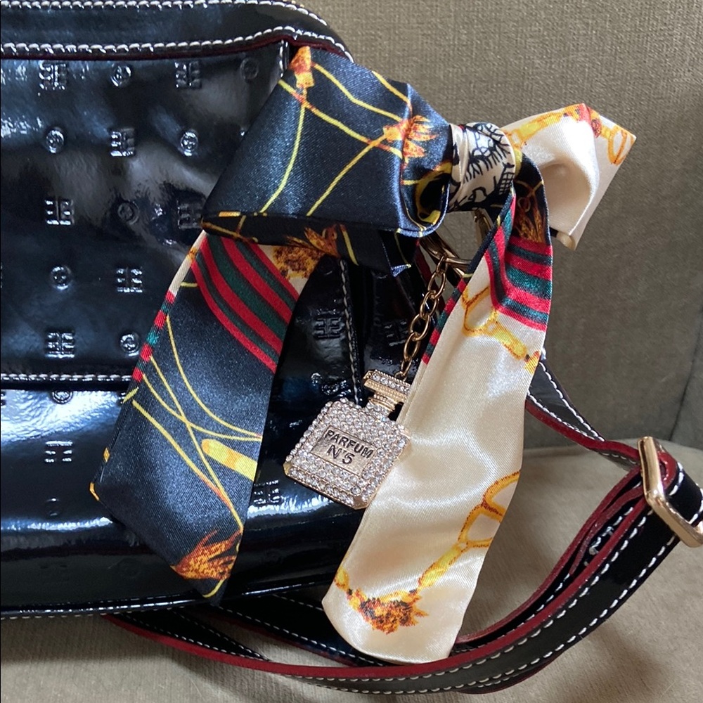 Arcadia Black Embossed Patent Leather Bag - Picture 14 of 14